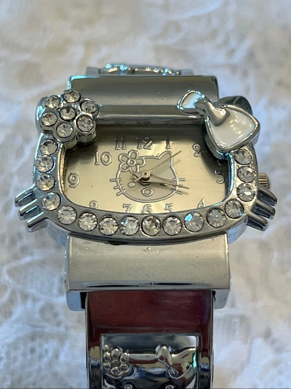 Hello Kitty Silver Crystal Accent Bangle Watch